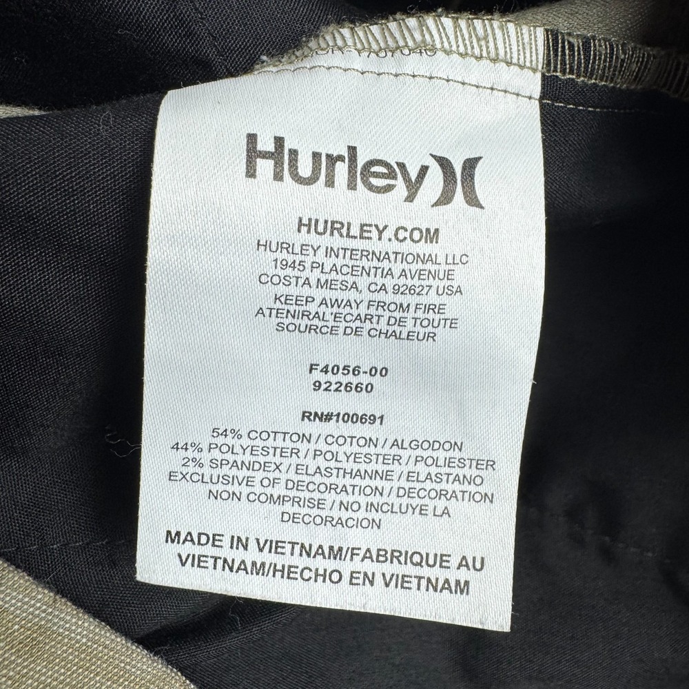 Hurley Chino Shorts 10" Cotton Polyester Stretch Pockets Brown Mens 34 - Picture 5 of 13